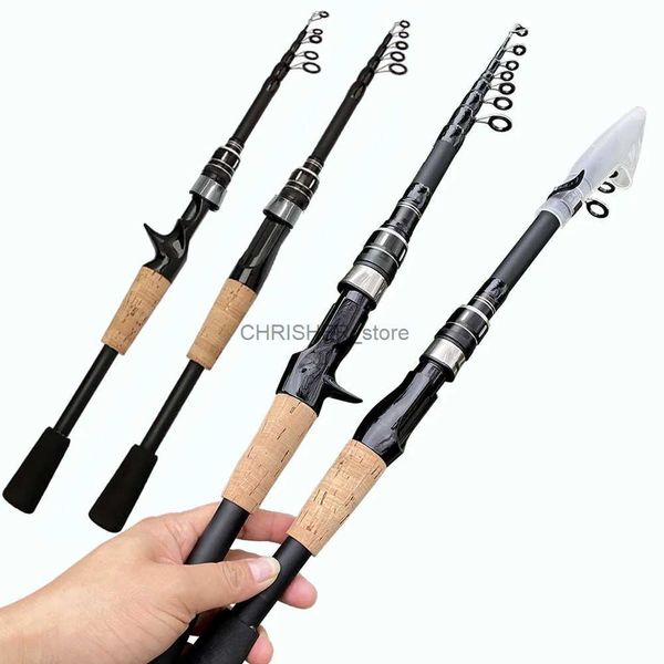 Asta di pesca in barca Peso dell'esca da 8-25 g di canne da fusione rotante per la pesca Tackle di 1,5 m/1,8 m/2,1 m/2,4 m asta telescopica a canna in legno in legno in legno in surcopia Newl231223