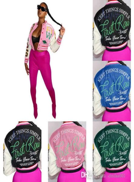 Новые бейсбольные куртки полная позиция печатаем резьбовые университеты DeSinger Women Women Patchwork Button Letterman Coats1514406