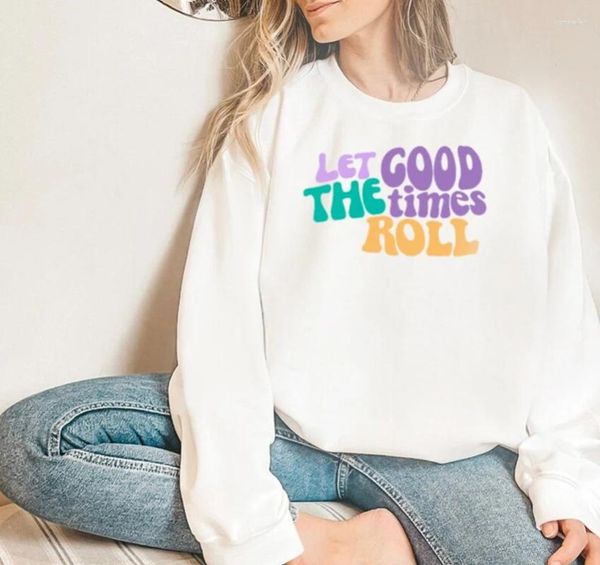 Damen Hoodies Mardi Gras lassen die guten Zeiten Sweatshirts Pullovers Frauen Trendy Casual Cotton Tumblr Top rollen