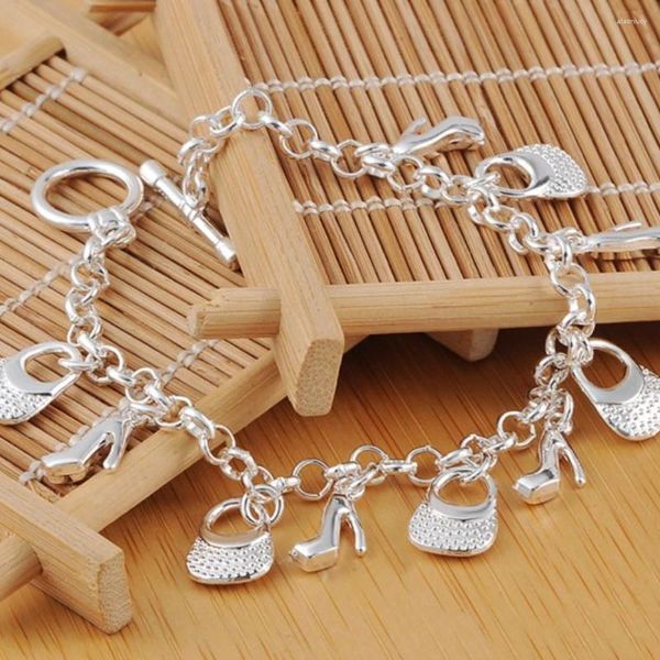 Charm Armbänder 925 Sterling Silber Manschettenschuhe mit hohen Heul-Schuhen Tasche Mode für Frauen exquisite Armbandparty Juwely Geschenk