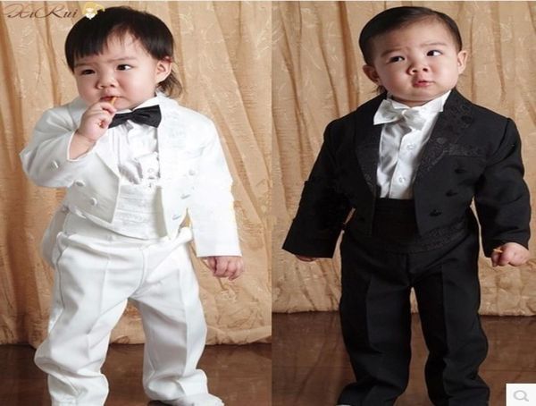 Bebek bebek beş parça giyim seti çocuklar smokin çocuklar resmi düğün takım elbise bebek erkek blazers takım elbise siyah beyaz 14 yıl2889334