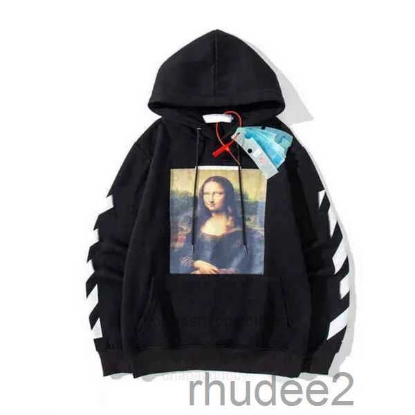 White Hoodie Luxury Designer Herren Fashion Mona Lisa Fingerabdruck OW Marke Kapuze -Sweatshirt Oversize 7TX9 0K37 MD67 X4X8 X4X8 XPKA