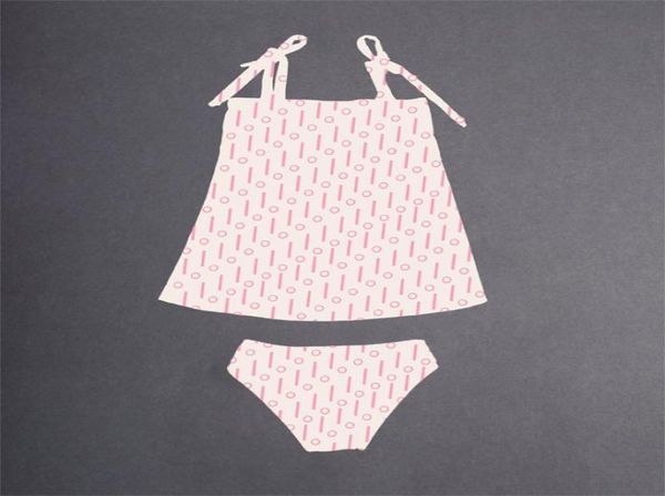 Çocuk Kızlar Oneepiece Mayo Çocuk Bikini Yaz Kadın Bikinis Kolsuz Tie Mayo Split Moda Mektubu Basılı Plaj Giyim 176550219