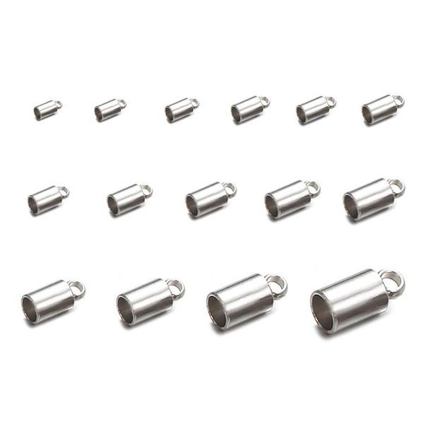 50pcs 15 Größen Kettenkabel Crimp End Perlen Edelstahl Eimer Kordelcrimp -Endkappen Verschluss für Schmuck DIY Machen Zubehör 183K