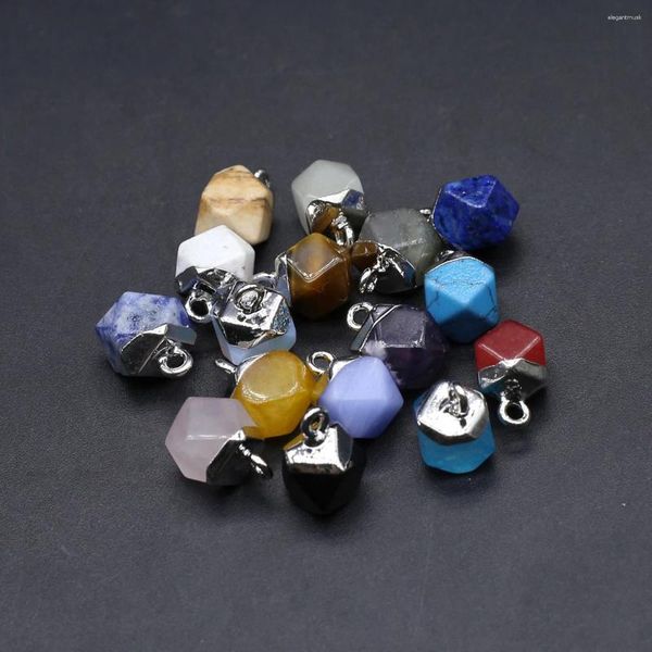 Подвесные ожерелья 5pc натуральный камень аметист подвески Reiki Healing Cube Onyx Quartz Charms для ювелирных изделий для ювелирных изделий.