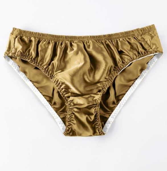 Underpants Männer Feste Farbe Seide sexy atmungsaktives bequemes Dreieck Briefmänner Thongs und G String Bikini Mini Sorts Dessous3330657