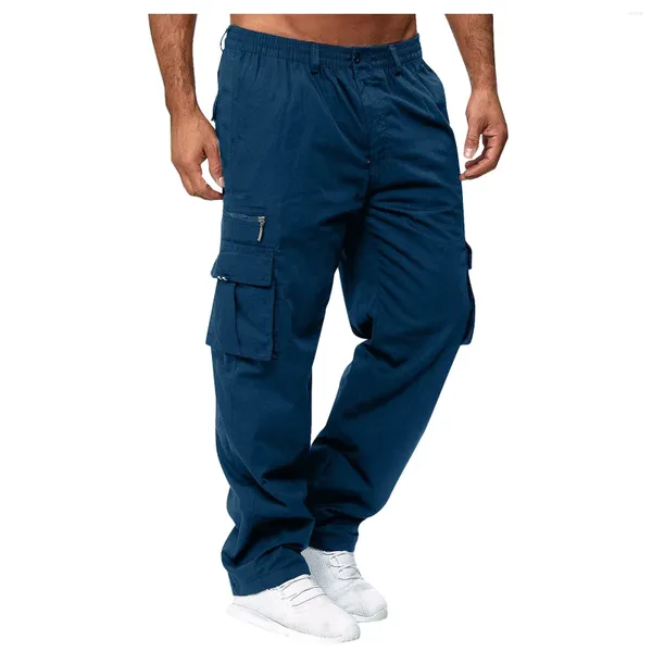 Pantaloni maschili sport casual materons moda colore solido multi tasca diretta per escursionismo escursionista inverno autunno inverno