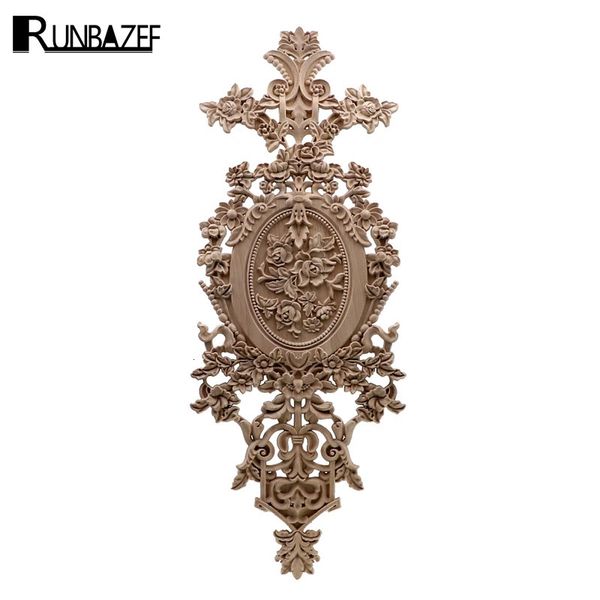 Runbazef Vintage Home Decor Floral Carred Wood Corner Applique Wall Door Mecrination Decorative Pigturines для миниатюрных 231222