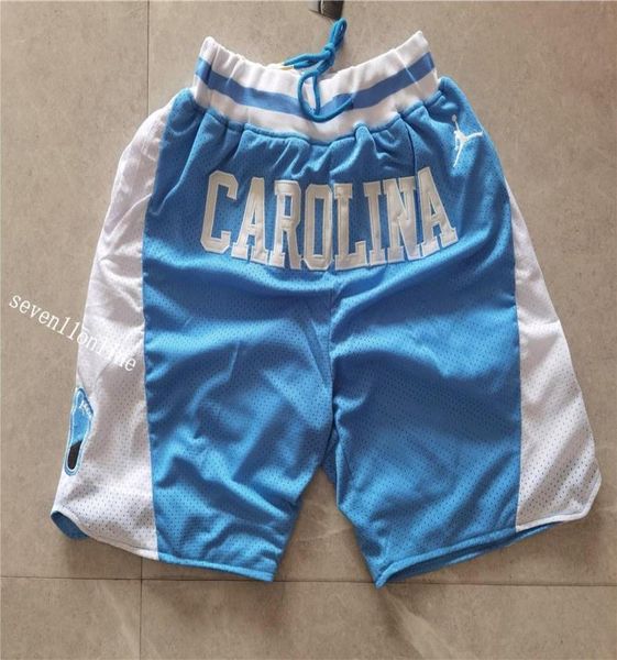 Men039s Basquete de equipe curto Just Don Fan039S Carolina Sport Stitched Shorts Hip pop elástico calças com zíper de bolso1533930