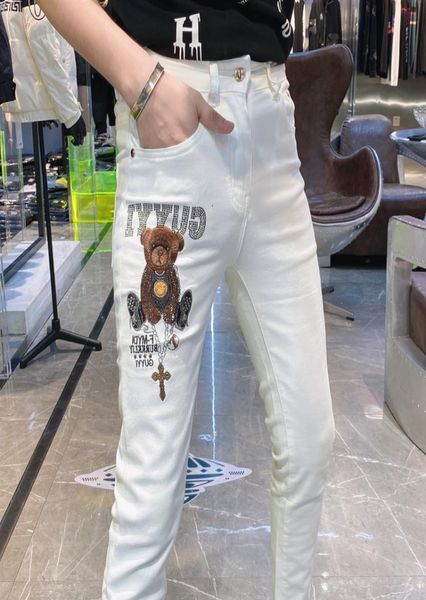 Men039s Jeans populares leggings New Bear Diamonds Trend Brand Masculino Black White Troushers All Seasons Wear Man Street Ponts Lápis2114030
