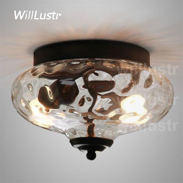 Lampada del soffitto Luce tonalità in vetro trasparente onda d'acqua trasparente Crystal Crystal Architectural Milk Ecole in vetro Flushmoun2474