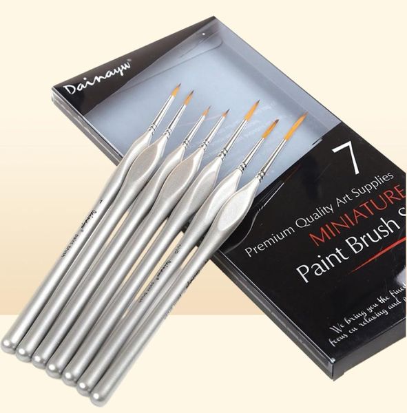 7pcs Premium -Qualität Miniatur Hakenlinie Fine Aquarell Pinsel Set zum Zeichnen von Gouache Ölmalerei Pinselkunst 26979430