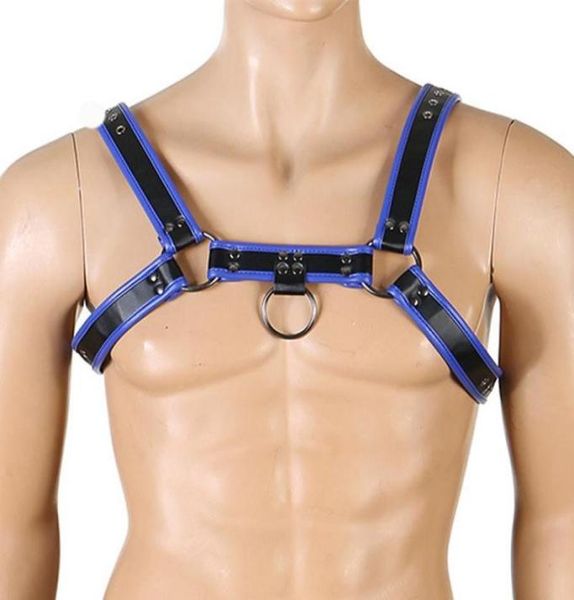 Fetiş Erkekler Göğüs Koşum Moda Deri Top PU BDSM Seks Bondaj Goth Straps Silindiriciler Kafes Kulüp Kemerleri Setleri 3671934