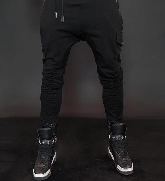 Homens calças de jogger de alta qualidade de moda casual harém pant masculino esportivo de moletom de moletom Hip Hop Black Treinamento 9209646