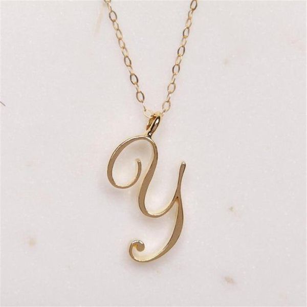 Mom love Nome corsivo -y Alphabet inglese Gold Silver Family Letters Firma Collane a catena Word Minuscola Lettere iniziale Penderant 234Q 234Q