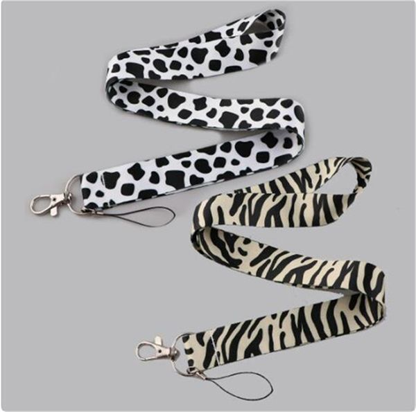 Tiermuster Zebra Kuhdruck Lanyard Keychain ID -Karte Pass Fitnessstudio Mobiltelefon USB -Abzeichenhalter Halsband Telefonzubehör