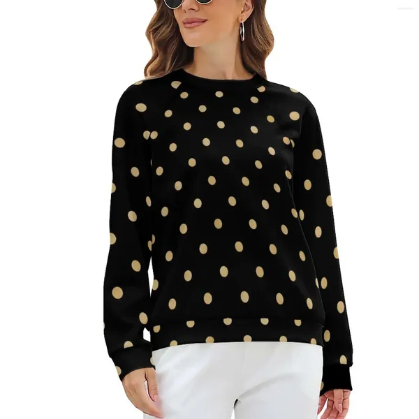 Frauen Hoodies Gold Dot Print Casual Polka Dots Grafik Hoodie Herbst Langarm Streetstyle Übergroße Sweatshirts Geburtstagsgeschenk