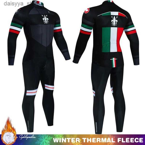 Radsporttrikot setzt Italien Kostüm für Männer Fahrrad Radfahren Kleidung Trikot 2024 Mann Winter Kleidung Fleece komplett einheitliche Fahrrad -Pro -Team -Zyklus -Set