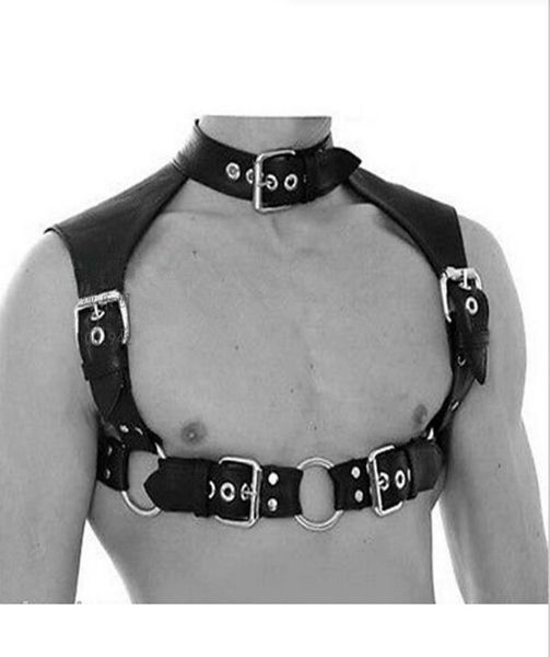 BDSM Bondage colares de pescoço macho de peito cinta fetiche restaio cintury pu de couro clubwearwwear brinquedos sexuais para men3598115