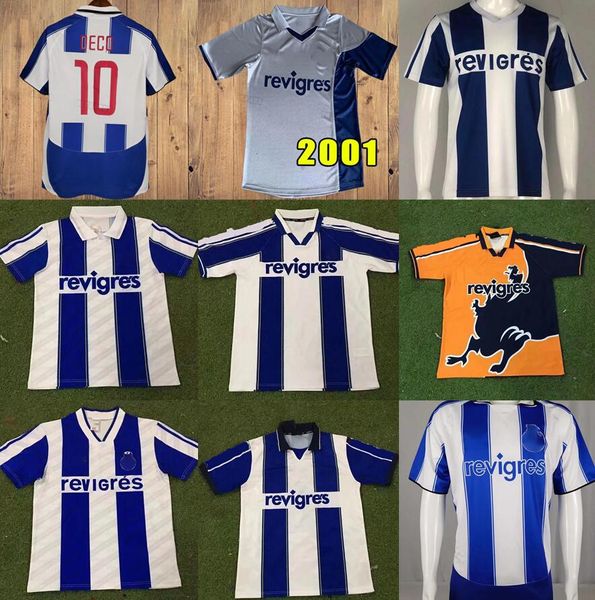 1994 95 97 99 Retro Portos Futbol Formaları 2001 03 04 Kupa Final Ev Away Erkekler Deco Finalleri Vintage Futbol Gömlek Kitleri Mavi Sarı McCarthy Derlei Klasik Üniforma