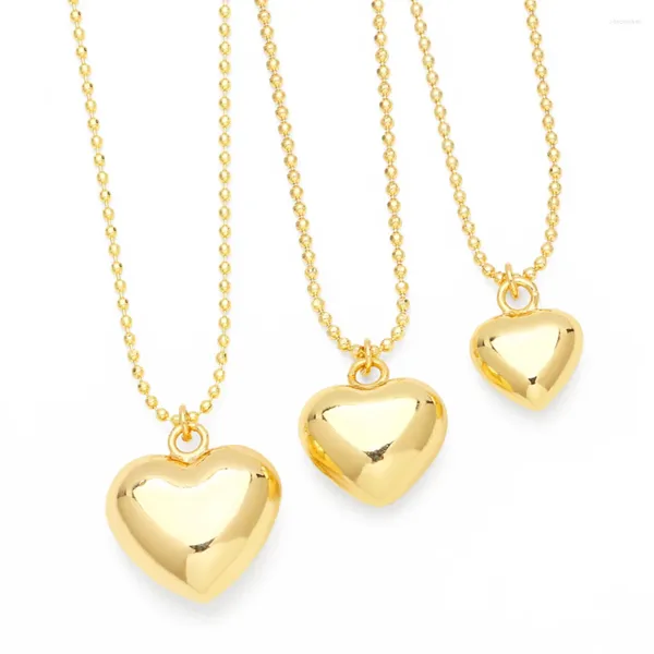 Colares pendentes Flola Small Gold Bated Heart for Women Polished Chain Short Simples Jewelry Gifts Nken12
