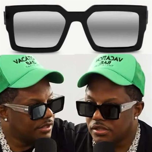 Mens Praça Sunglasses Z1580 Lente Black Transparent Temple Mirror Lens Men Glass de moda de designer de luxo com Box190H original