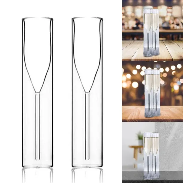 Copos de vinho dupla camada de champanhe flauta bolha bolha xícaras brilhantes coquetéis copo para homens festas de casamento 2pcs