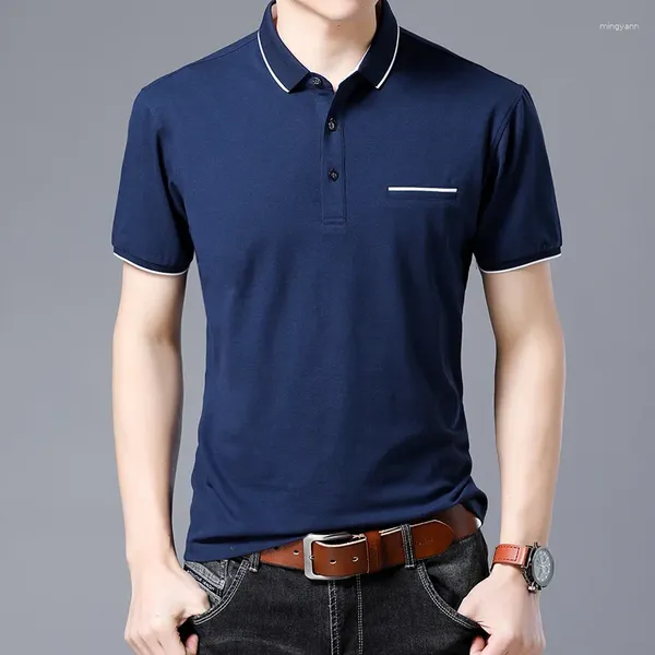 Erkek Tişörtleri Mrmt 2023 Marka Yaz Gömlek Erkek Yakası Günlük Sıraslı Düz ​​Renk Yarım Kollu Tshirt için Kısa Kollu Tişört
