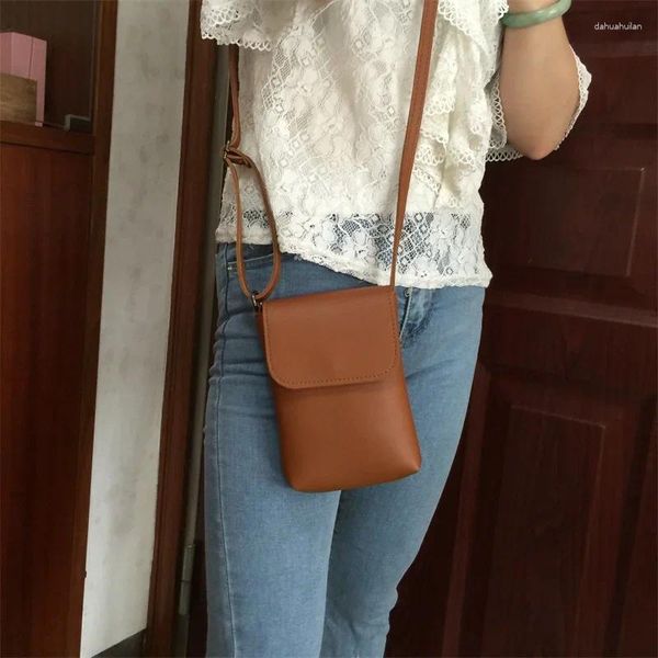 Borse da sera donne vintage per cellulare borsette piccole borse spalle solide pattine crossbody borse femminile