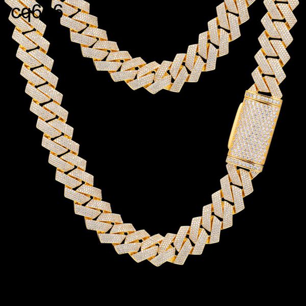 Оптовая модная драгоценности бедра 20 мм золотые VVS Brass 4 Rows 5a Moissanite Diamond Iced Out Bling Miami Кубинский звенья колье