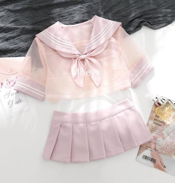Abito da marinaio rosa carino Lolita Outfit erotico in lingerie giapponese costume scuola uniforme sexy kawaii biancheria intima set17899388