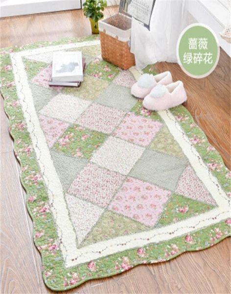 Weiche Quilt -Naht handgefertigtes Patchwork Baumwollteppich Qualität Antislip -Teppiche für Schlafzimmer Wohnzimmer Fußmatte Teppiche 2103011196343