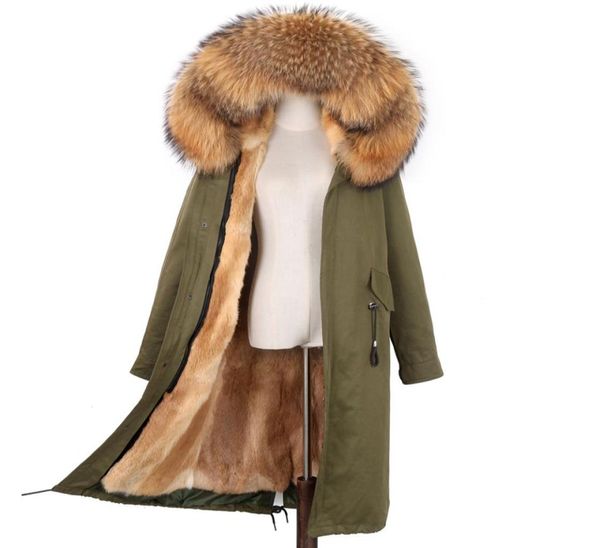 Nuovo Women039s Parka Real Fox Coat con Hood Rex Rabbit Iiner Winter Jacket Natural Fur Parkas 2011262162470
