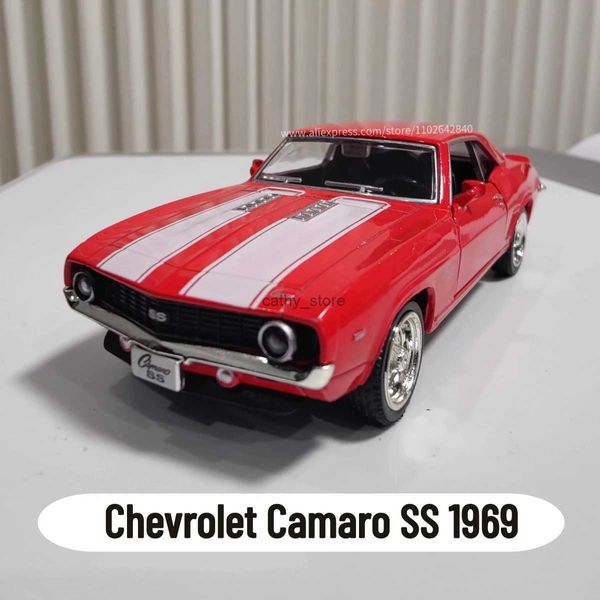 Auto elettrica/RC 1/36 modello di auto pressofuso in metallo Repilca Chevrolet Camaro SS 1969 scala in miniatura collezione veicolo hobby giocattolo per bambini per ragazzo regalo di NataleL231223