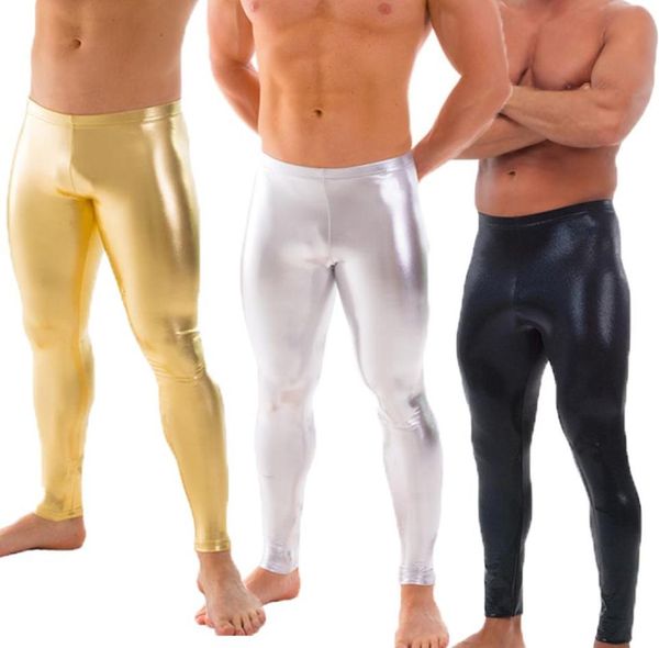 Ovigily Herren Gold Silber Schwarz Metallic Dance Leggings glänzende Bühnenperformance Hosen Spandex Skinny Leggings für Erwachsene und Boys5344718