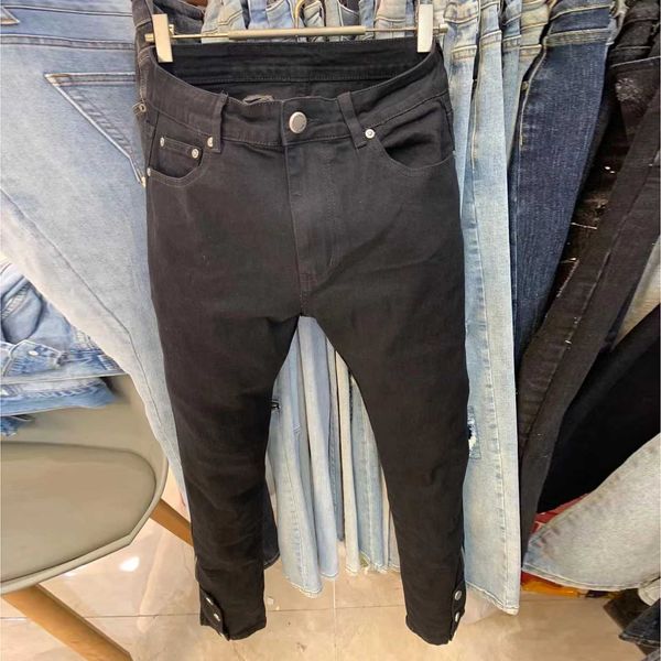 Jeans masculino Trend Casual Black Motorcycle calça rasgou Jean para homens homens japoneses coreanos cair no inverno slim fit calça jeans zíper decorar jean j2312222