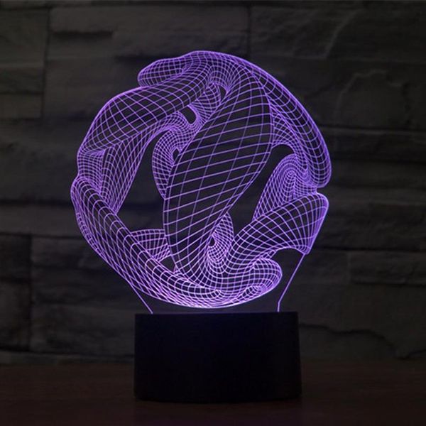 Resumo Espaço 3D Ilusão óptica Efeito de iluminação colorida Usb Decoração LED Night Light Lamp183o