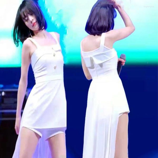 Vestidos de trabalho Grupo coreano Grupo Jazz Dance Sexy Branco Off-ombro Sling Mini Kpop Lady Pole Slim Shorts Festival Rave Roughits