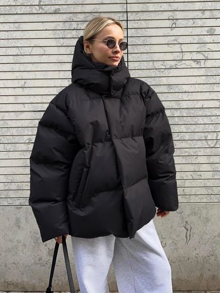 Casacos de trincheira feminina Moda engrossa Capuz de algodão para mulheres 2023 Winter Manga longa Snow Coat feminino