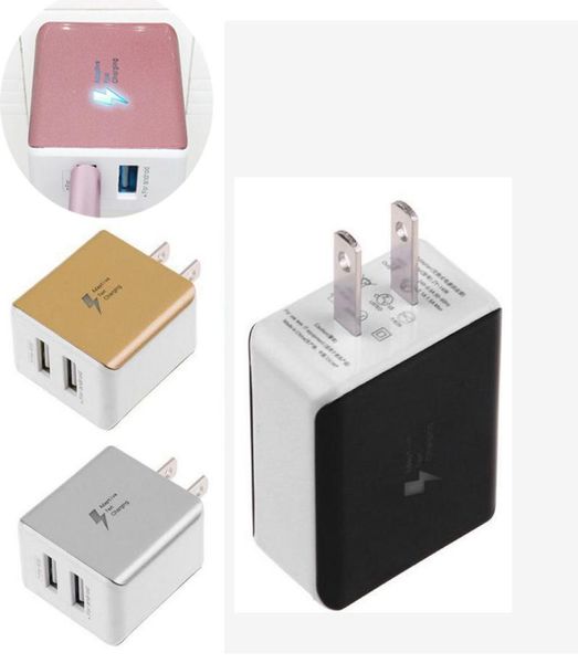 Universal US Plug Home AC -Adapter Dual USB -Wandladegerät 5v21a für iPhone 11 x Samsung S10 Schwarzblau LED9622842