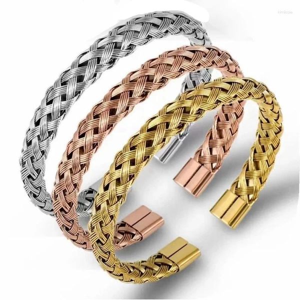 Armreifen Luxus geflochtene Männer Frauen Mesh Edelstahl Charme offener Manschetten Armreifen Schmuck Punk einzigartige Drahtkette Verknüpfung Fashion Bracelets