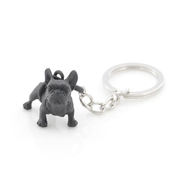 Metallo nero francese bulldog tastiera catena keychains carina cognello per animali da gioco da donna sacchetto per animali domestici regalo per animali domestici interi lotti280z