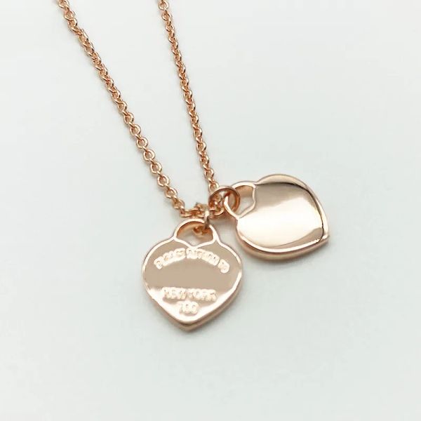 Новый 925 серебряный кулон серебряной подвески T Gold Double Hearter