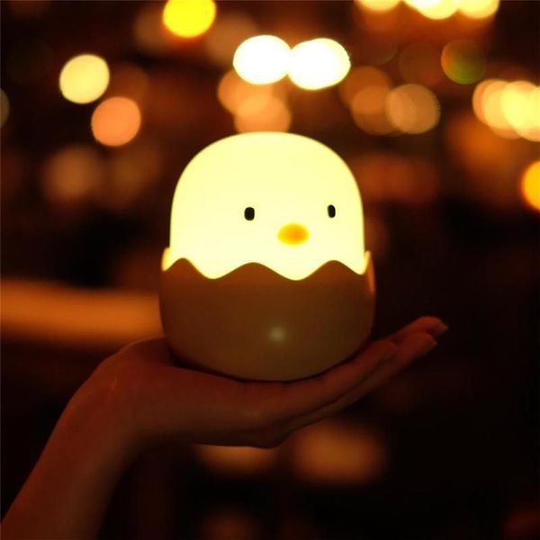 Nachtleuchten LED Light Egg Chick Form Lampe Weiche Cartoon Baby Kindergarten Schlafzimmer wieder aufladen für Kinder Geburtstagsgeschenk2350