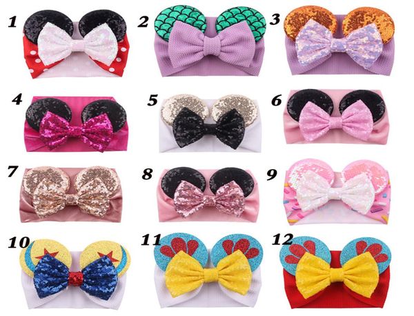 2020 Baby Velvet Hair Belt Color Solid Hairpin Baby Séquina Glitter Big Bow Clip