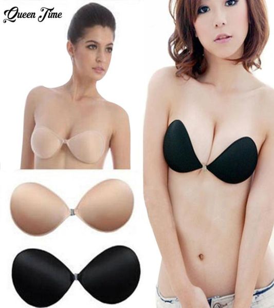 Sexy Sujetador Women039s BH unsichtbare Push -up -BH Selfadhäsive Silikon nahtloser vorderer Schließ klebriger Rückenless trägerloses 7135079