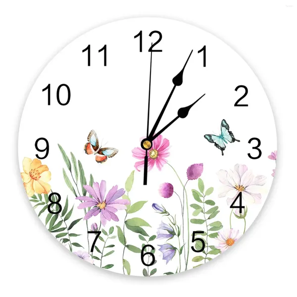 Orologi da parete Flower Butterfly Grand Kids Room Watch Orologio Silent Office Decorazioni per la casa da 10 pollici Regali sospesi