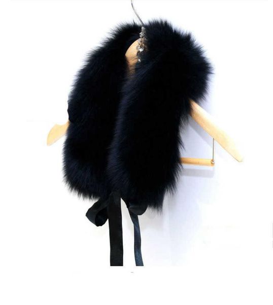 Faux Pur Collar Women Winter Fashion Ladies Brand de luxo Fake Fox Fur Scawl Shawl e Stoles Feminino 52cm Black White H09234240485