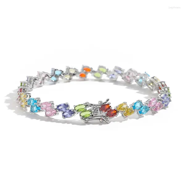 Bracelets de charme Multicolour Oval CZ Stone Bracelet for Men Mulheres Iced Of Out Tennis Jewelry Gift