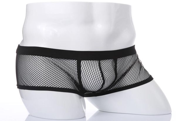 Bilanci bianchi sexy maschi sexy pantaloncini trasparenti mesh vedi attraverso mutande erotiche a basso contenuto di uomo di biancheria di lingerie sesso trunk2069316